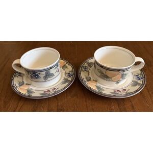 Mikasa Intaglio Garden Harvest Coffee Cup & Saucer CAC29 Set of 2 EXCELLENT!